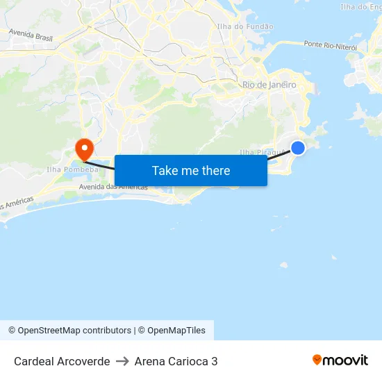 Cardeal Arcoverde to Arena Carioca 3 map