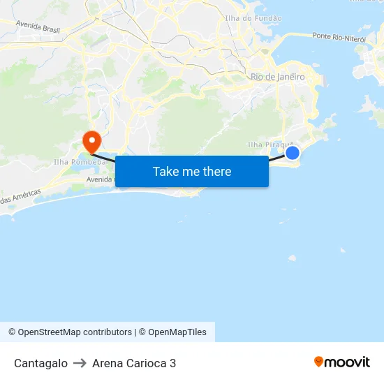 Cantagalo to Arena Carioca 3 map