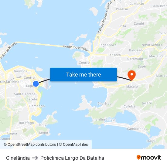 Cinelândia to Policlinica Largo Da Batalha map