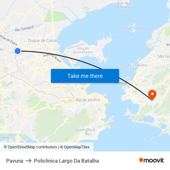 Pavuna to Policlinica Largo Da Batalha map