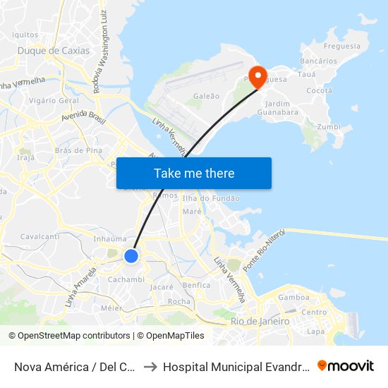 Nova América / Del Castilho to Hospital Municipal Evandro Freire map