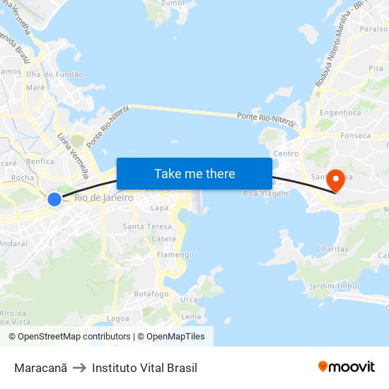 Maracanã to Instituto Vital Brasil map