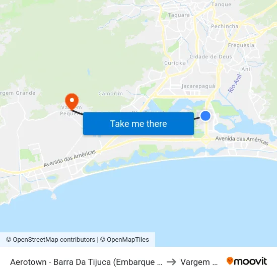 Aerotown - Barra Da Tijuca (Embarque E Desembarque - 1001) to Vargem Pequena map