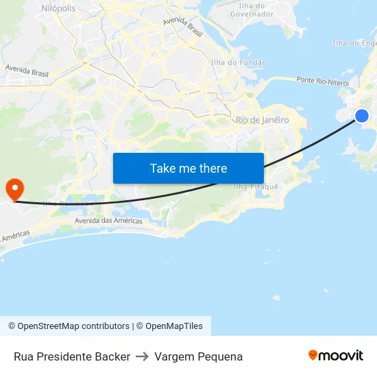 Rua Presidente Backer to Vargem Pequena map