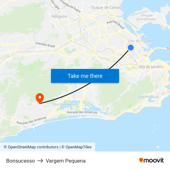 Bonsucesso to Vargem Pequena map