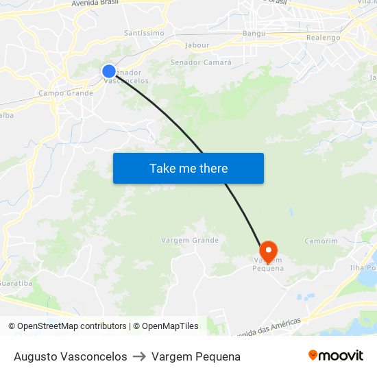 Augusto Vasconcelos to Vargem Pequena map