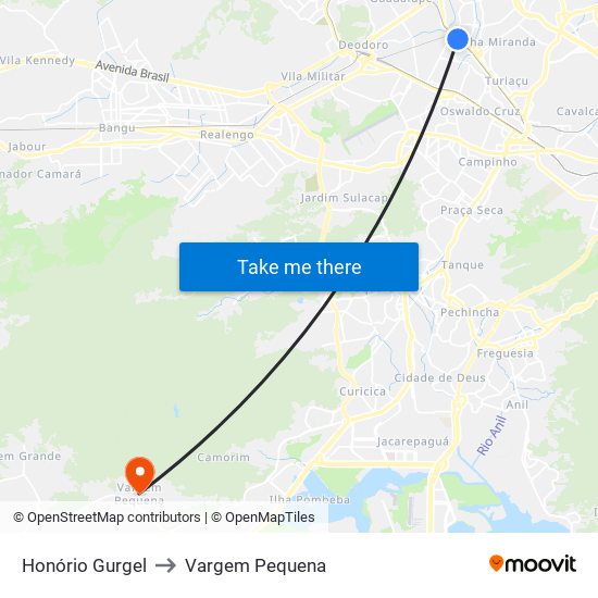 Honório Gurgel to Vargem Pequena map
