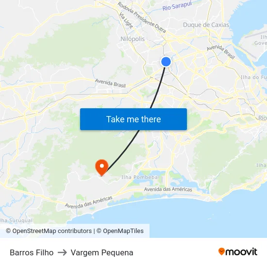 Barros Filho to Vargem Pequena map