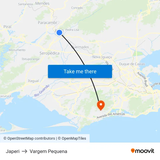 Japeri to Vargem Pequena map