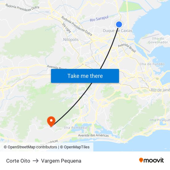 Corte Oito to Vargem Pequena map