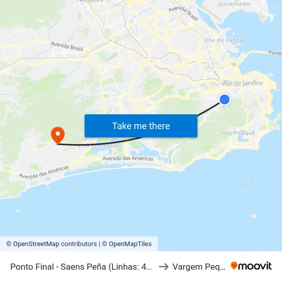 Ponto Final - Saens Peña (Linhas: 487l E 489l) to Vargem Pequena map