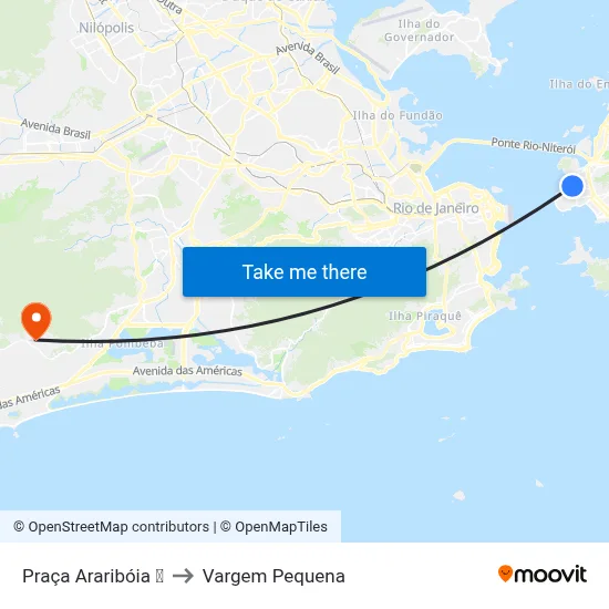 Praça Araribóia ⛴ to Vargem Pequena map