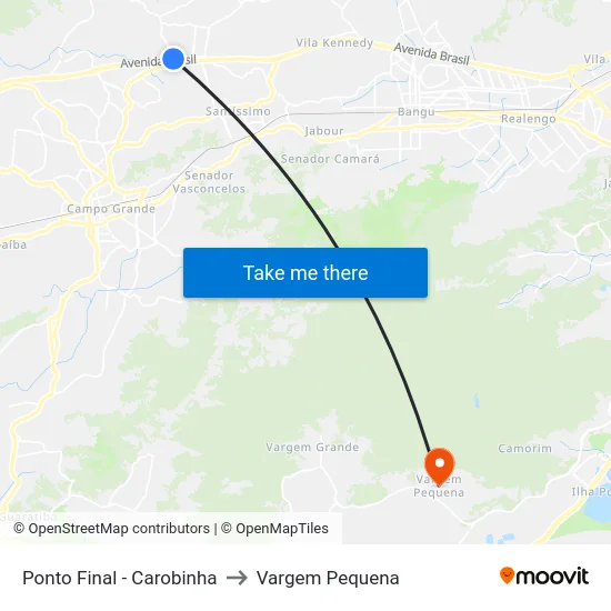 Ponto Final - Carobinha to Vargem Pequena map