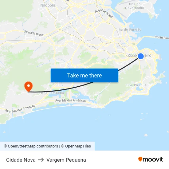 Cidade Nova to Vargem Pequena map