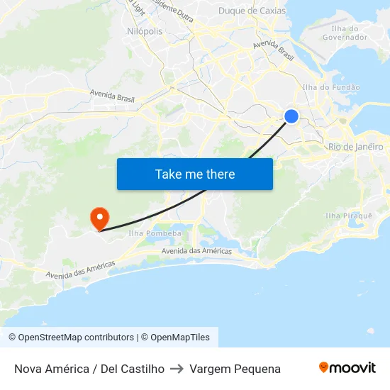 Nova América / Del Castilho to Vargem Pequena map