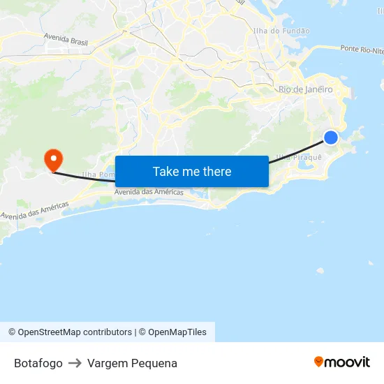 Botafogo to Vargem Pequena map