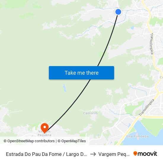 Estrada Do Pau Da Fome / Largo Da Capela to Vargem Pequena map