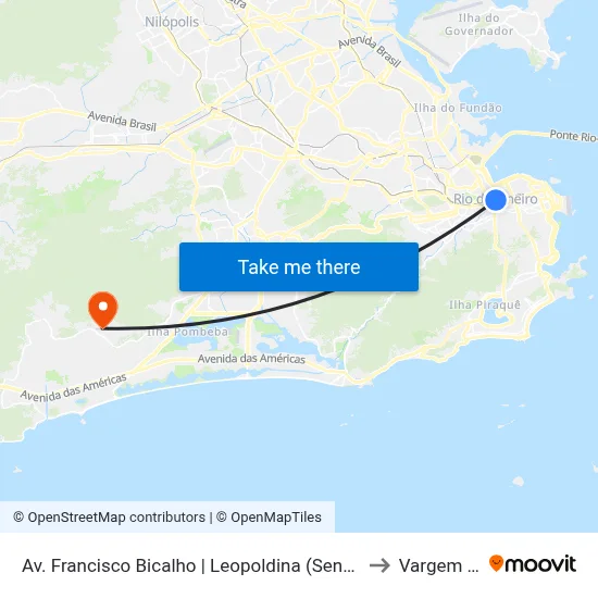 Av. Francisco Bicalho | Leopoldina (Sentido São Cristóvão / Rodoviária) to Vargem Pequena map