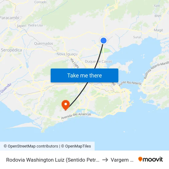 Rodovia Washington Luiz (Sentido Petrópolis) | Casa Do Alemão to Vargem Pequena map