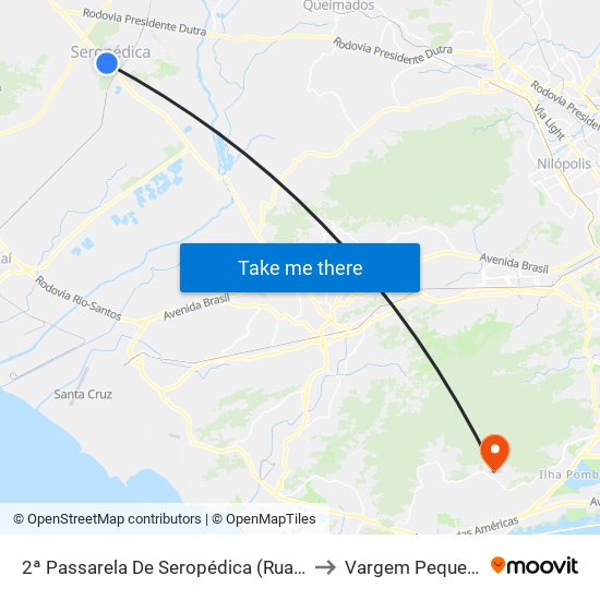 2ª Passarela De Seropédica (Rua 7) to Vargem Pequena map