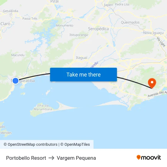 Portobello Resort to Vargem Pequena map
