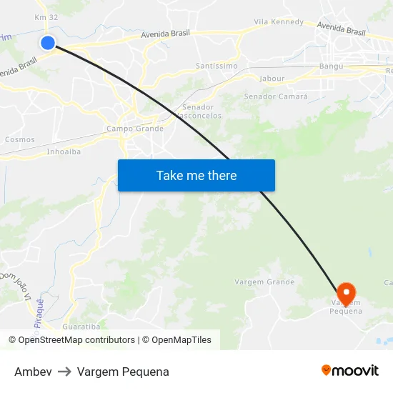 Ambev to Vargem Pequena map