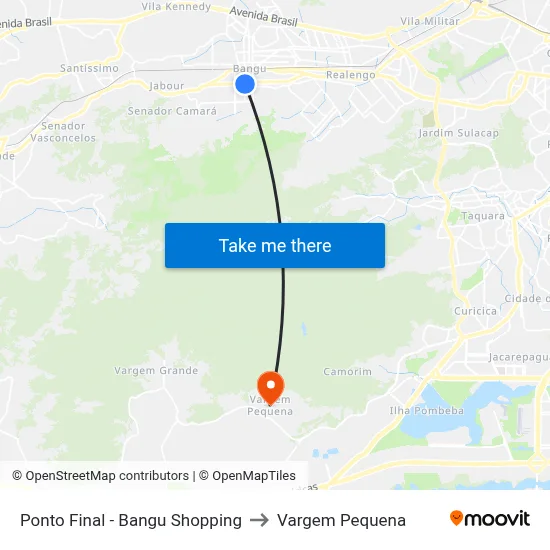 Ponto Final - Bangu Shopping to Vargem Pequena map