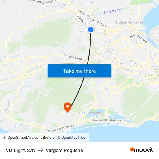Via Light, S/N to Vargem Pequena map