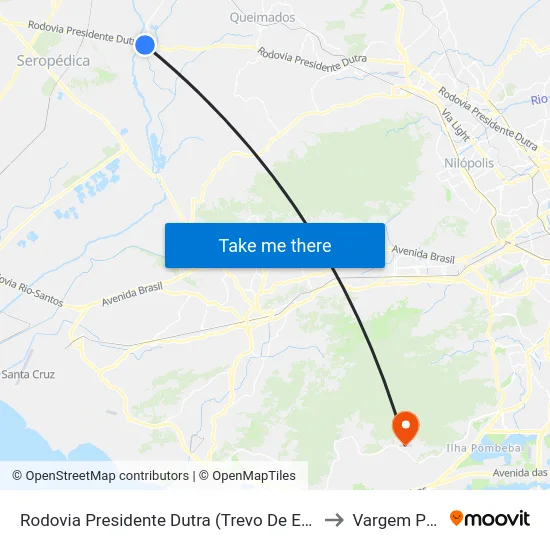 Rodovia Presidente Dutra (Trevo De Engenheiro Pedreira) to Vargem Pequena map