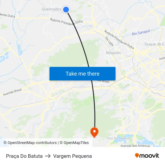 Praça Do Batuta to Vargem Pequena map