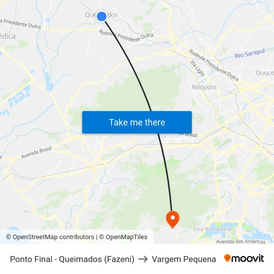 Ponto Final - Queimados (Fazeni) to Vargem Pequena map