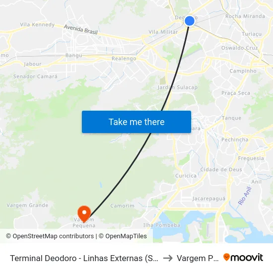 Terminal Deodoro - Linhas Externas (Sentido Avenida Brasil) to Vargem Pequena map