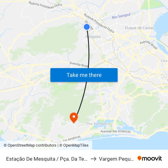 Estação De Mesquita / Pça. Da Telemar to Vargem Pequena map