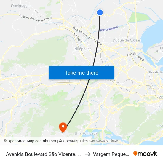 Avenida Boulevard São Vicente, 21 to Vargem Pequena map