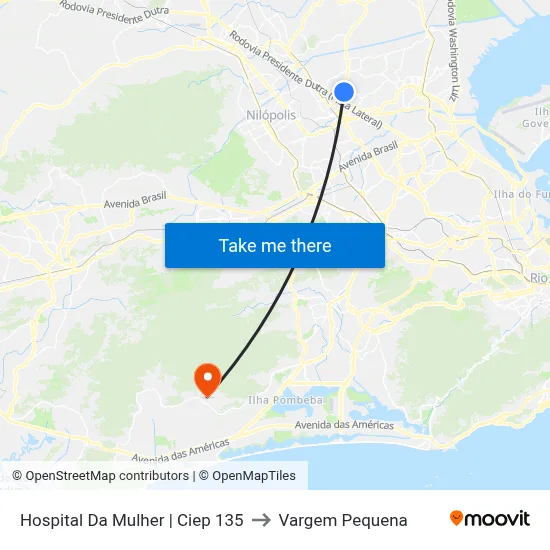Hospital Da Mulher | Ciep 135 to Vargem Pequena map