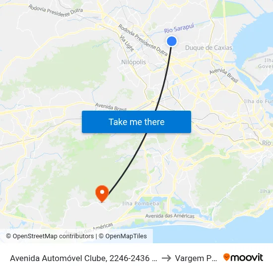 Avenida Automóvel Clube, 2246-2436 | Rio Ville Shopping to Vargem Pequena map