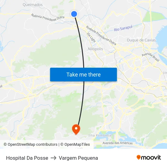 Hospital Da Posse to Vargem Pequena map