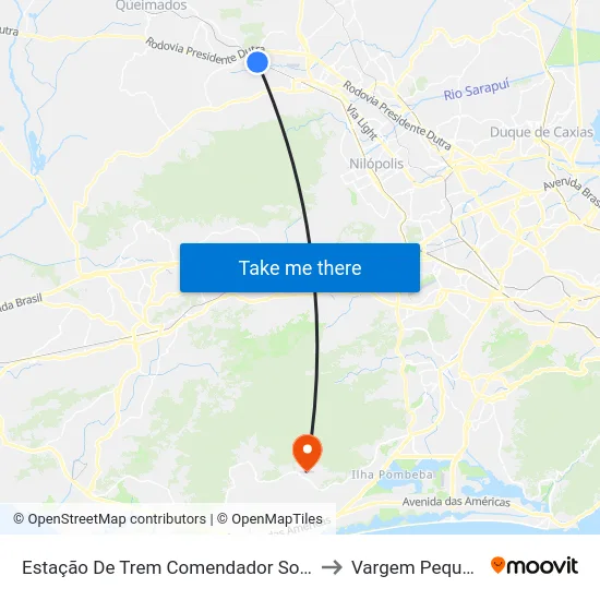 Estação De Trem Comendador Soares to Vargem Pequena map