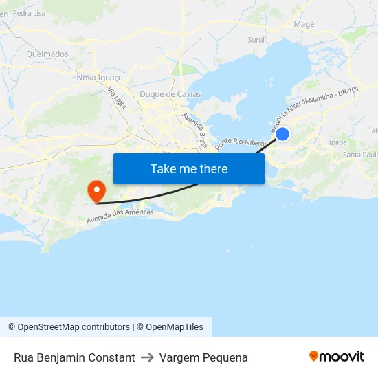 Rua Benjamin Constant to Vargem Pequena map