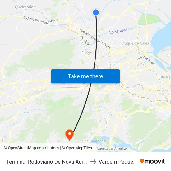 Terminal Rodoviário De Nova Aurora to Vargem Pequena map