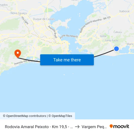 Rodovia Amaral Peixoto - Km 19,5 - São José to Vargem Pequena map