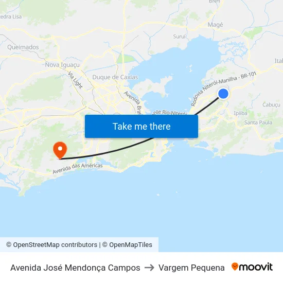 Avenida José Mendonça Campos to Vargem Pequena map