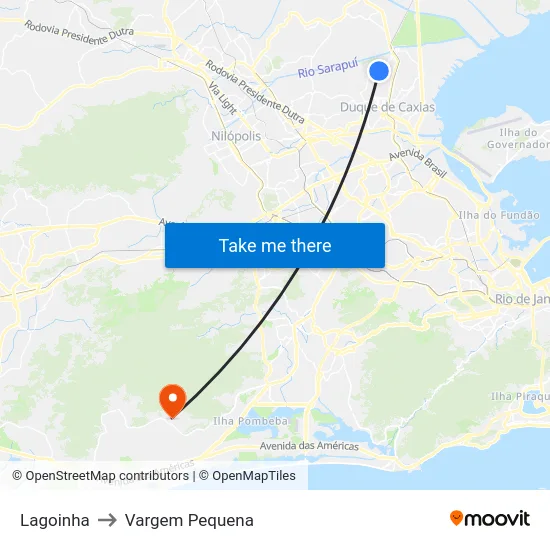 Lagoinha to Vargem Pequena map