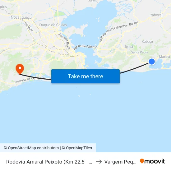 Rodovia Amaral Peixoto (Km 22,5 - São José) to Vargem Pequena map