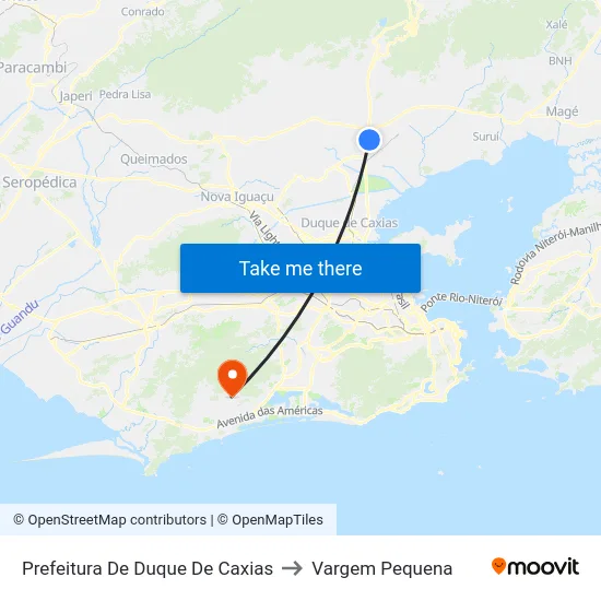 Prefeitura De Duque De Caxias to Vargem Pequena map