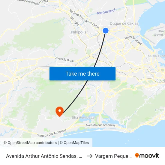 Avenida Arthur Antônio Sendas, 900 to Vargem Pequena map