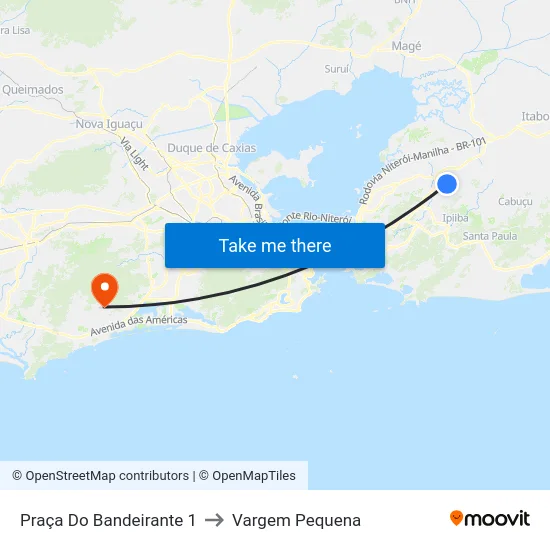 Praça Do Bandeirante 1 to Vargem Pequena map