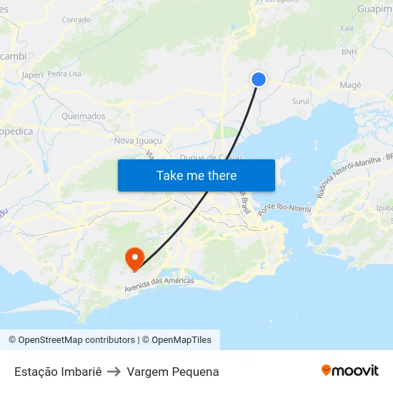 Estação Imbariê to Vargem Pequena map
