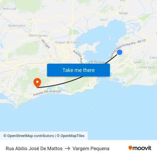 Rua Abilio José De Mattos to Vargem Pequena map