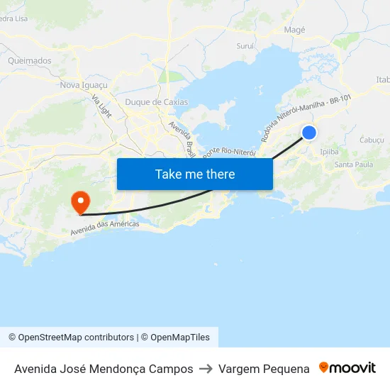 Avenida José Mendonça Campos to Vargem Pequena map